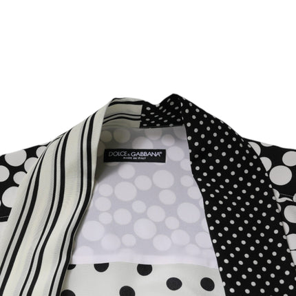 Dolce & Gabbana Black White Polka Dots Silk Men Casual Shirt