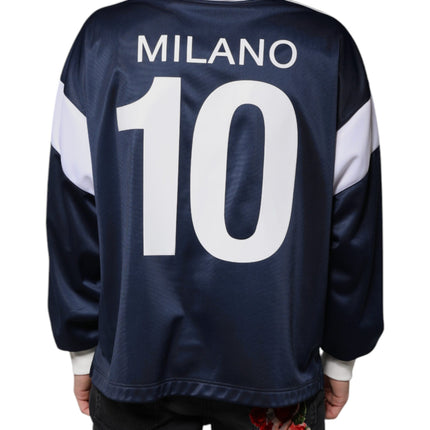 Dolce & Gabbana Blue White Milano Long Sleeve Jersey T-shirt