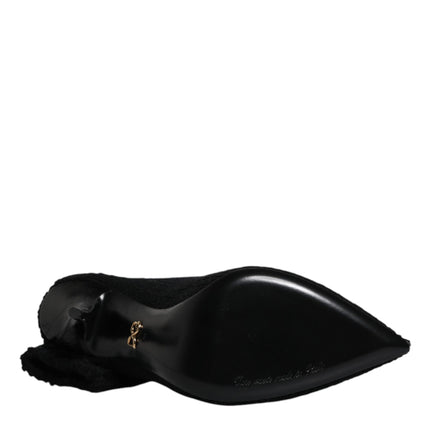 Dolce & Gabbana Black Stiletto Heels Mid Calf Boots Shoes