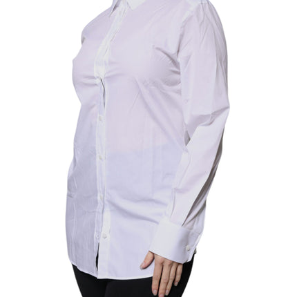 Dolce & Gabbana White Cotton Collared Long Sleeves Shirt Top