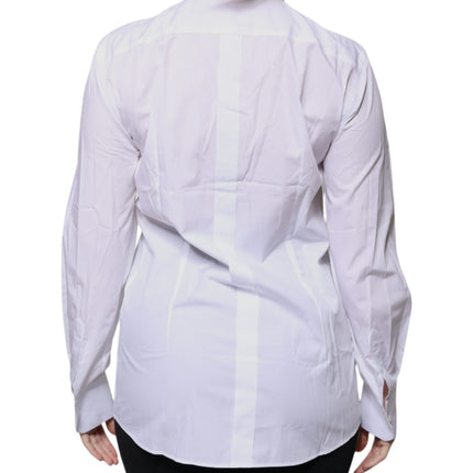 Dolce & Gabbana White Cotton Collared Long Sleeves Shirt Top