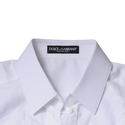 Dolce & Gabbana White Cotton Collared Long Sleeves Shirt Top