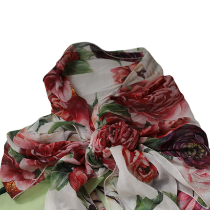 Dolce & Gabbana Multicolor Floral Patchwork Ascot Collar Top