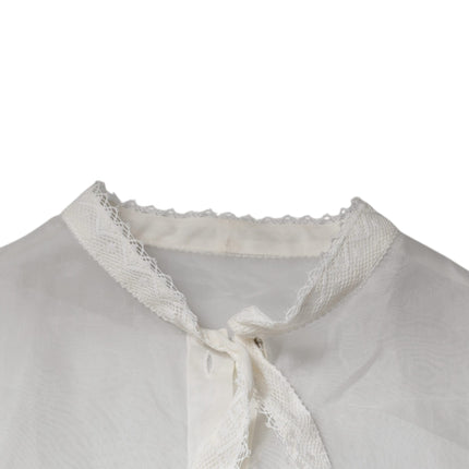Dolce & Gabbana White Ascot Collar Long Sleeves Blouse Top