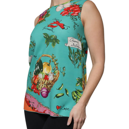 Dolce & Gabbana Multicolor Vegetables Sleeveless Tank Top