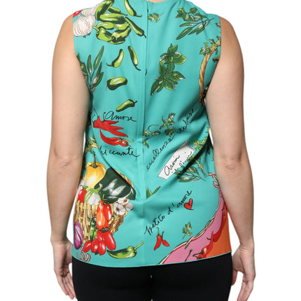 Dolce & Gabbana Multicolor Vegetables Sleeveless Tank Top