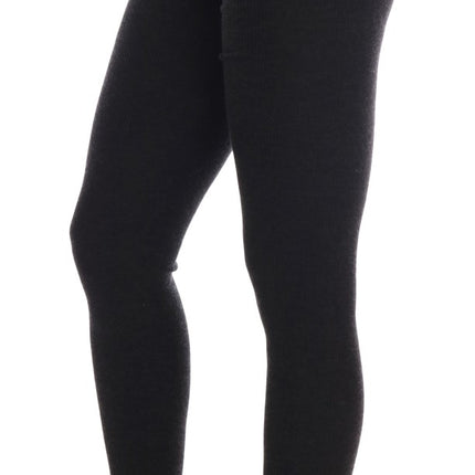 Dolce & Gabbana Gray Cashmere Ribbed Stretch Tights