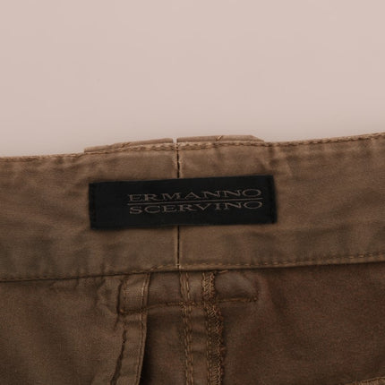 Ermanno Scervino Brown Cotton Casual Slim Fit Pants