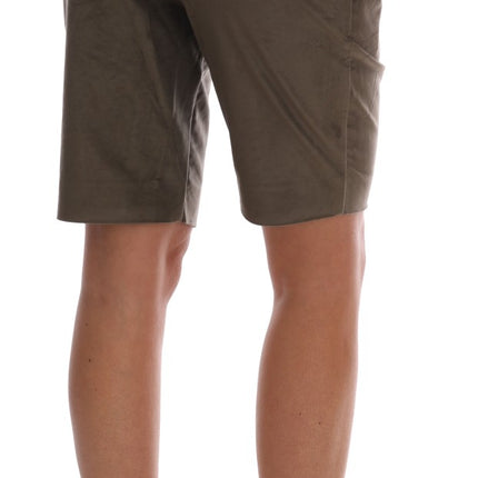 Ermanno Scervino Brown Velvet Bermuda Shorts
