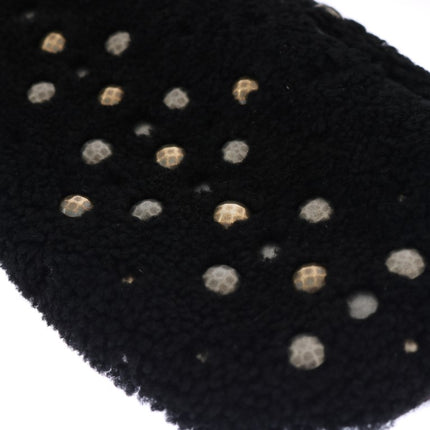 Dolce & Gabbana Black Leather Shearling Studded Gloves