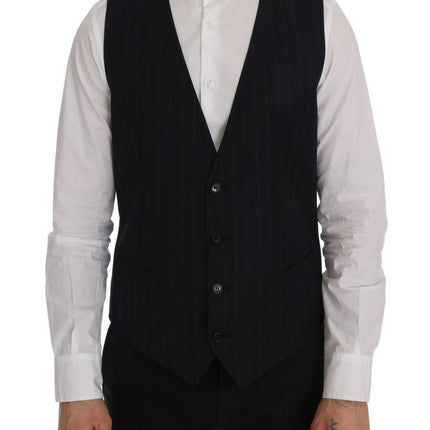 Dolce & Gabbana Blue Wool Stretch Vest