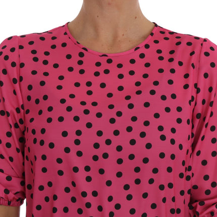 Dolce & Gabbana Pink Polka Dotted Silk Blouse