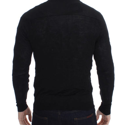 Costume National Black Fine Wool Button Cardigan