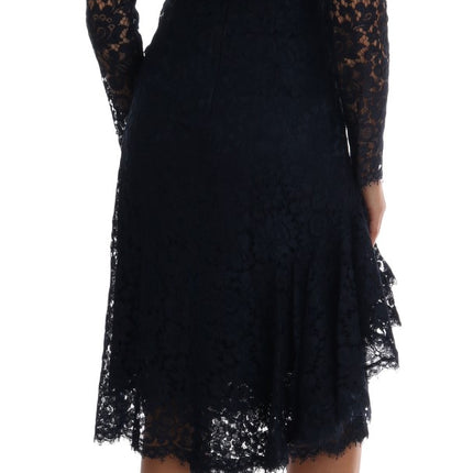 Dolce & Gabbana Blue Taormina Floral Lace Sheath Dress