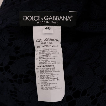 Dolce & Gabbana Blue Taormina Floral Lace Sheath Dress