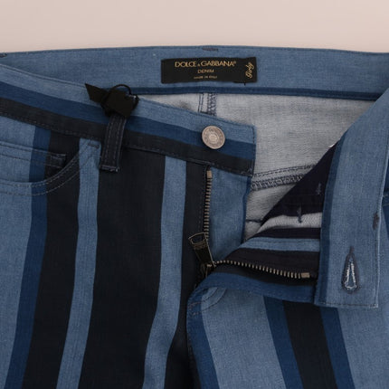 Dolce & Gabbana Blue GIRLY Striped Cotton Jeans