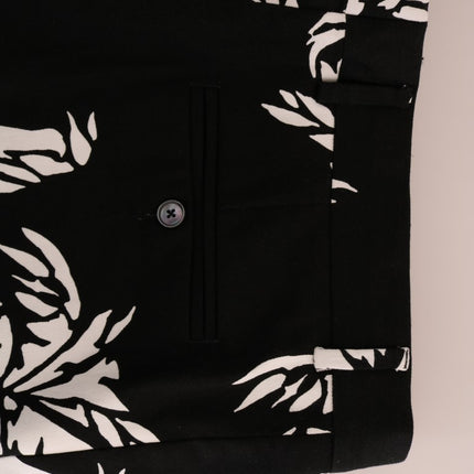 Dolce & Gabbana Black Tree Cotton Stretch Pants