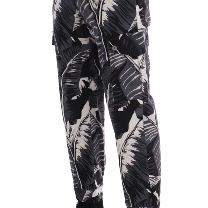 Dolce & Gabbana Gray Banana Leaf Cotton Pants