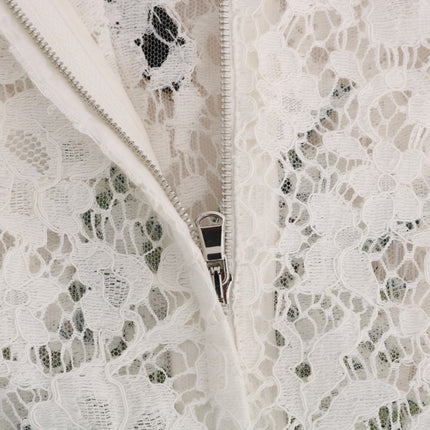 Dolce & Gabbana White Crystal Embellished Lace Blouse