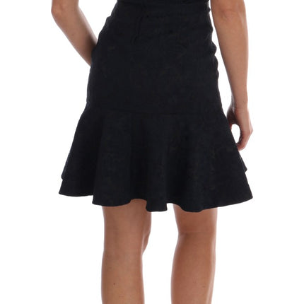 Dolce & Gabbana Black Blue Flare Mini Dress