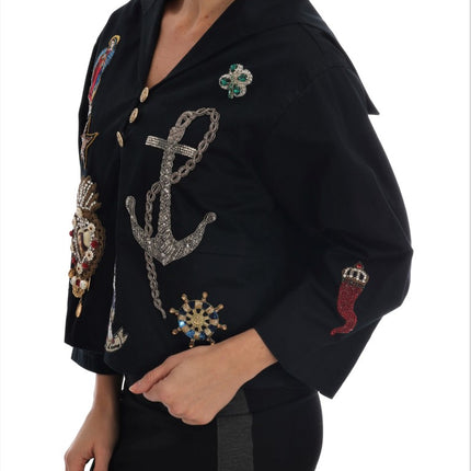 Dolce & Gabbana Blue Crystal MAMMA Sicily Jacket