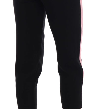 Dolce & Gabbana Black Stretch Pink Stripes Capri Pants
