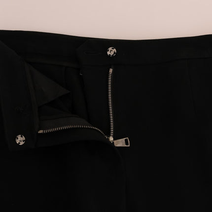 Dolce & Gabbana Black Stretch Pink Stripes Capri Pants