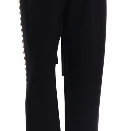 Dolce & Gabbana Black Wool Stretch Crystal Pants