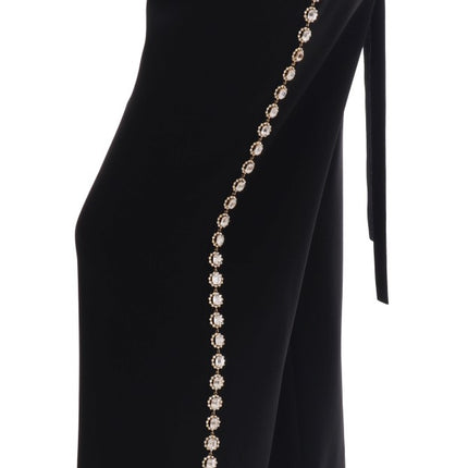 Dolce & Gabbana Black Wool Stretch Crystal Pants
