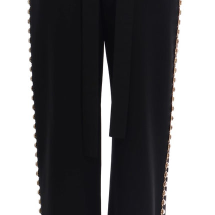 Dolce & Gabbana Black Wool Stretch Crystal Pants