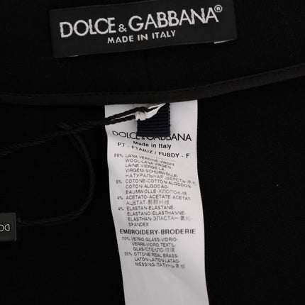 Dolce & Gabbana Black Wool Stretch Crystal Pants