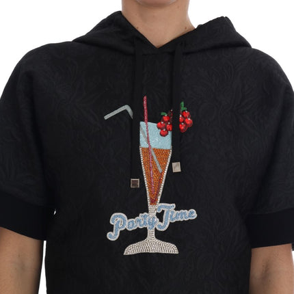 Dolce & Gabbana Black Fairy Tale Crystal Hooded Sweater