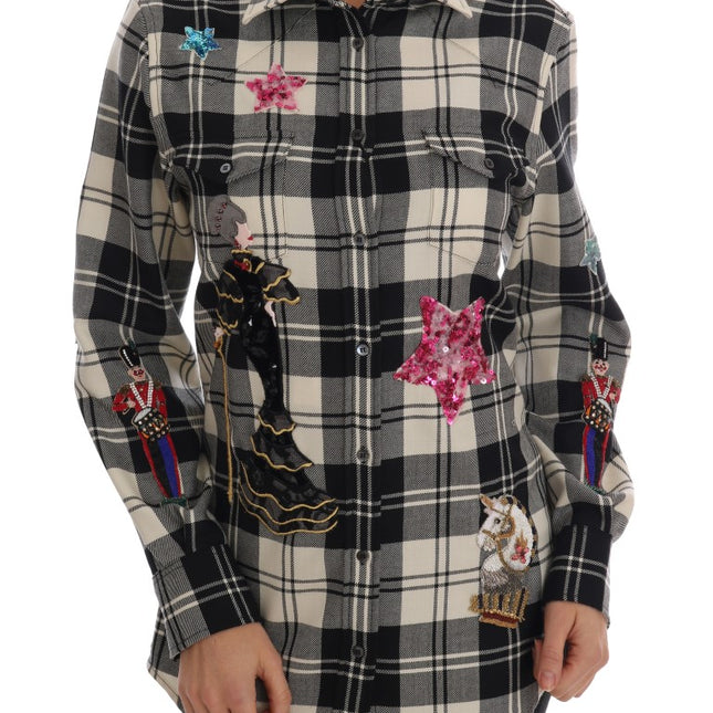 Dolce & Gabbana Black White Fairy Tale Crystal Shirt