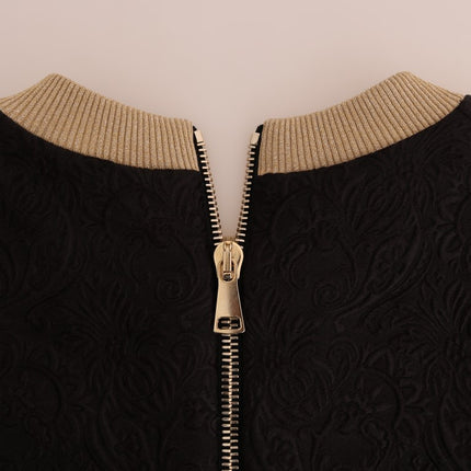 Dolce & Gabbana Black Fairy Tale Brocade Zipper Sweater