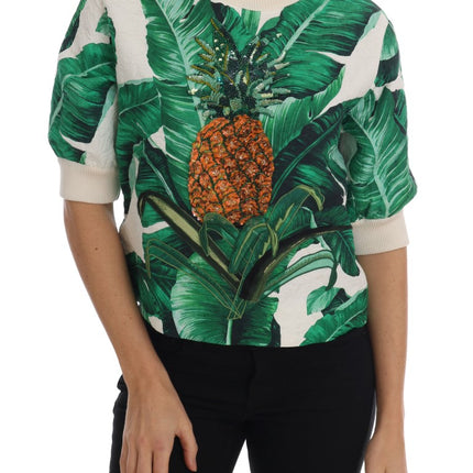 Dolce & Gabbana Pineapple Banana Sequins Crewneck Sweater