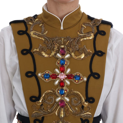 Dolce & Gabbana Yellow Crystal Cross Vest Jacket