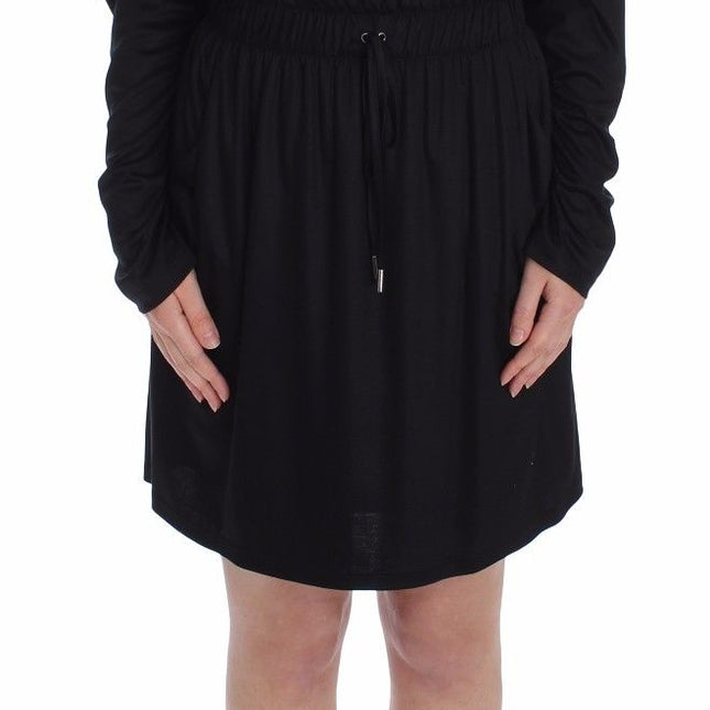 Versace Jeans Black Modal Silk Shift Knee Dress