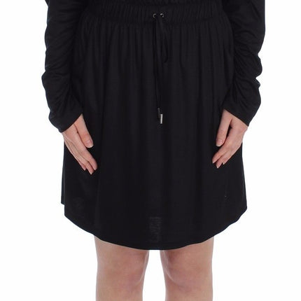 Versace Jeans Black Modal Silk Shift Knee Dress