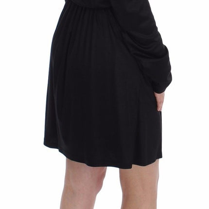 Versace Jeans Black Modal Silk Shift Knee Dress