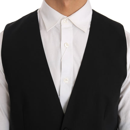 Dolce & Gabbana Black Wool Silk Vest