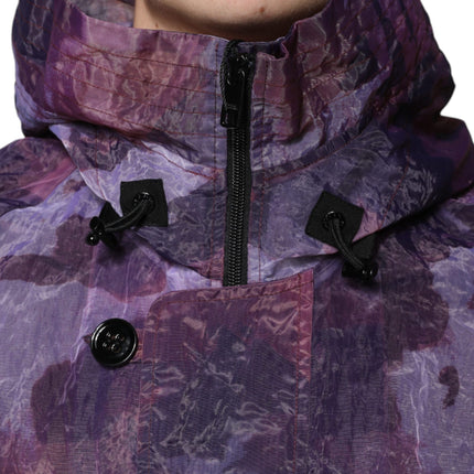 Dolce & Gabbana Purple Camouflage Hooded Men Blouson Jacket