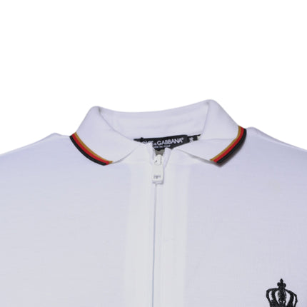Dolce & Gabbana White Crown Men Full Zip Sweatshirt Sweater