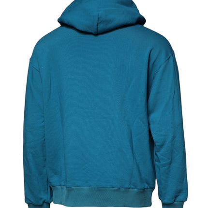 Dolce & Gabbana Blue Logo Cotton Hooded Sweatshirt Sweater