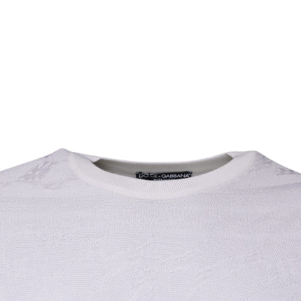 Dolce & Gabbana White Silk Crew Neck Men Pullover Sweater