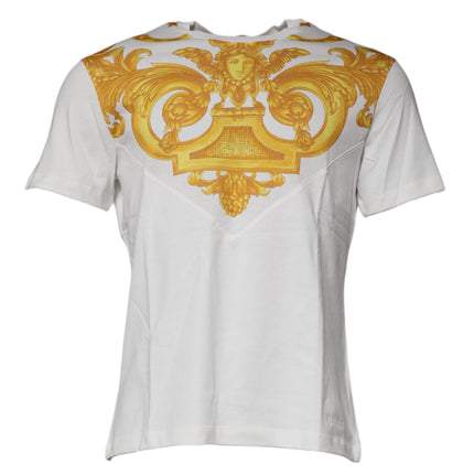 Versace White Medusa Print Cotton Crew Neck T-shirt