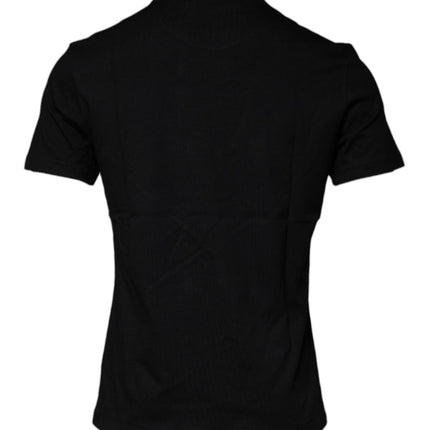 Versace Black Medusa Print Cotton Crew Neck T-shirt