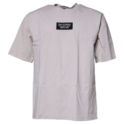 Dolce & Gabbana Beige DG Logo Crew Neck Short Sleeves T-shirt