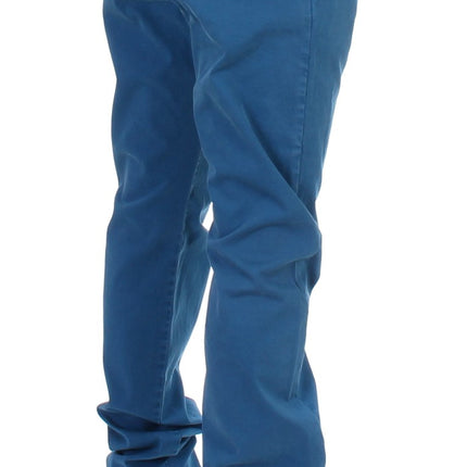 GF Ferre Blue Cotton Straight Fit Chinos