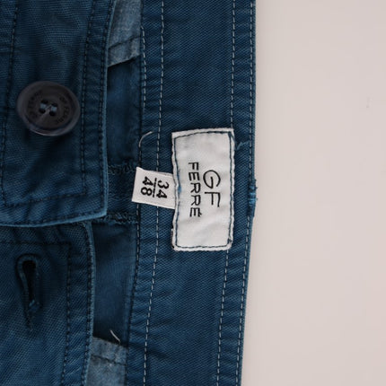GF Ferre Blue Cotton Straight Fit Chinos