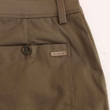 GF Ferre Green Cotton Stretch Comfort Fit Pants